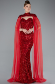 Abendkleid Lang Schuppig Rot ABU4910
