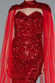 Abendkleid Lang Schuppig Rot ABU4910