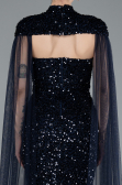 Abendkleid Lang Schuppig Marineblau ABU4910