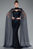 Abendkleid Lang Schuppig Marineblau ABU4910