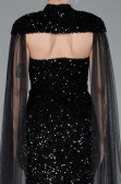 Abendkleid Lang Schuppig Schwarz ABU4910