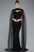 Abendkleid Lang Schuppig Schwarz ABU4910