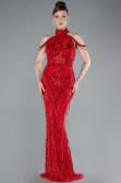Abendkleid Lang Perlenbesetzt Rot ABU4912