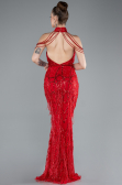 Abendkleid Lang Perlenbesetzt Rot ABU4912
