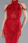 Abendkleid Lang Perlenbesetzt Rot ABU4912