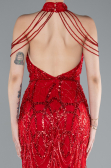 Abendkleid Lang Perlenbesetzt Rot ABU4912