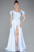 Eisblau Abschlusskleid Satin Lang ABU4508