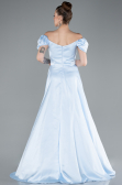 Eisblau Abschlusskleid Satin Lang ABU4508