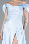 Eisblau Abschlusskleid Satin Lang ABU4508