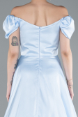 Eisblau Abschlusskleid Satin Lang ABU4508