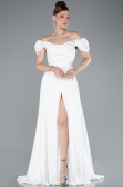 Weiß Abschlusskleid Satin Lang ABU4508