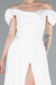 Weiß Abschlusskleid Satin Lang ABU4508