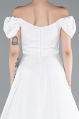 Weiß Abschlusskleid Satin Lang ABU4508