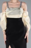 Schwarz-Gelb Partykleid Lang ABU2911