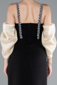 Schwarz-Gelb Partykleid Lang ABU2911