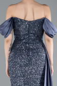Grau-Indigo Abendkleid Schuppig Lang ABU4085