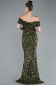 Khaki Abendkleid İm Meerjungfrau-Stil Schuppig Lang ABU4778