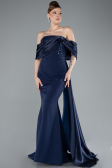 Abendkleid im Meerjungfrau-Stil Lang Marineblau ABU4920