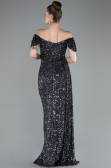 Anthrazit Abendkleid Schuppig Lang ABU4843