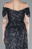 Anthrazit Abendkleid Schuppig Lang ABU4843