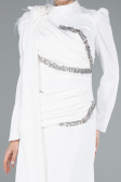 Hijab-Abendkleid Lang Weiß ABU4934