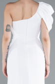 Weiß Abendkleid İm Meerjungfrau-Stil Chiffon Lang ABU4091