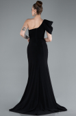 Schwarz Abendkleid İm Meerjungfrau-Stil Chiffon Lang ABU4091