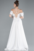 Weiß Abschlusskleid Satin Lang ABU4703