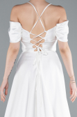 Weiß Abschlusskleid Satin Lang ABU4703