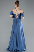 Grau-Indigo Abschlusskleid Satin Lang ABU4703
