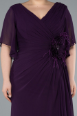 Abendgarderobe in Großen Größen Lang Chiffon Violett dunkel ABU4911