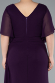 Abendgarderobe in Großen Größen Lang Chiffon Violett dunkel ABU4911