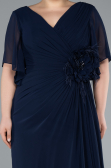 Abendgarderobe in Großen Größen Lang Chiffon Marineblau ABU4911