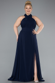 Kleider in Großen Größen Lang Chiffon Marineblau ABU4951