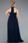 Kleider in Großen Größen Lang Chiffon Marineblau ABU4951