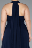 Kleider in Großen Größen Lang Chiffon Marineblau ABU4951