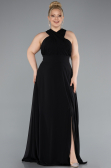 Kleider in Großen Größen Lang Chiffon Schwarz ABU4951
