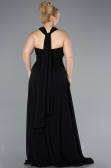 Kleider in Großen Größen Lang Chiffon Schwarz ABU4951