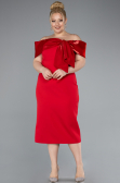 Partykleid in Übergröße Midi Rot ABK2321