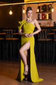 Pistaziengrün Abendkleid İm Meerjungfrau-Stil Chiffon Lang ABU4091