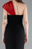 Abendkleid Lang Schwarz-Rot ABU4969