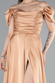 Lachs Abschlusskleid Satin Lang ABU4508
