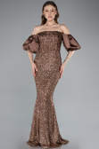 Braun Abendkleid İm Meerjungfrau-Stil Lang ABU4308