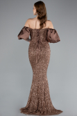Braun Abendkleid İm Meerjungfrau-Stil Lang ABU4308