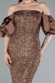 Braun Abendkleid İm Meerjungfrau-Stil Lang ABU4308