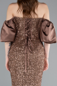 Braun Abendkleid İm Meerjungfrau-Stil Lang ABU4308