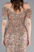 Gold Abendkleid İm Meerjungfrau-Stil Schuppig Lang ABU4906