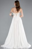 Abendkleid Lang Satin Weiß ABU4975