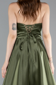 Abendkleid Lang Satin Khaki ABU4975