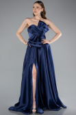 Abendkleid Lang Satin Marineblau ABU4975